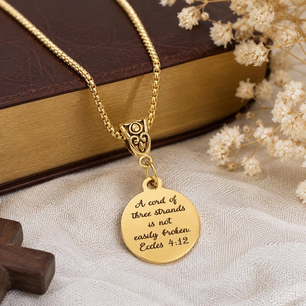 Cord of Three Strands Goldtone Necklace