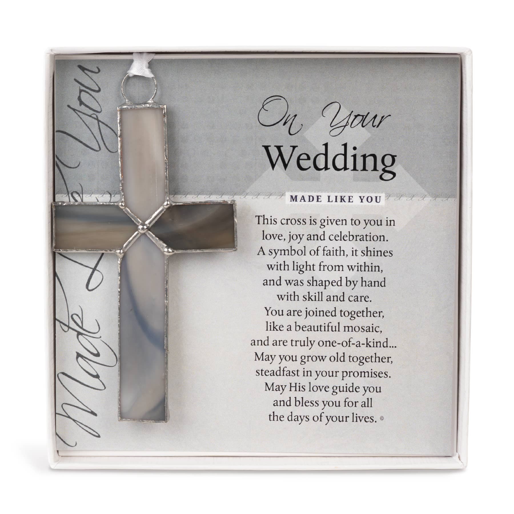 Wedding Day Gift: Gray Stained Glass Cross 4493SG