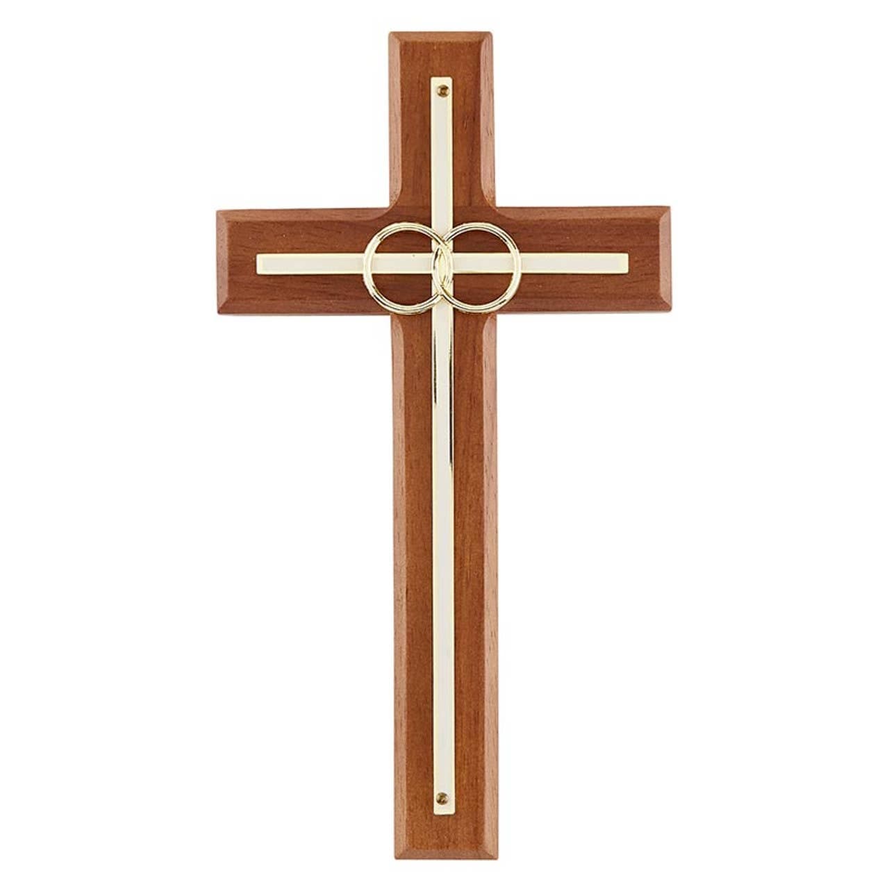 Overlay Wedding Cross with Gold Rings