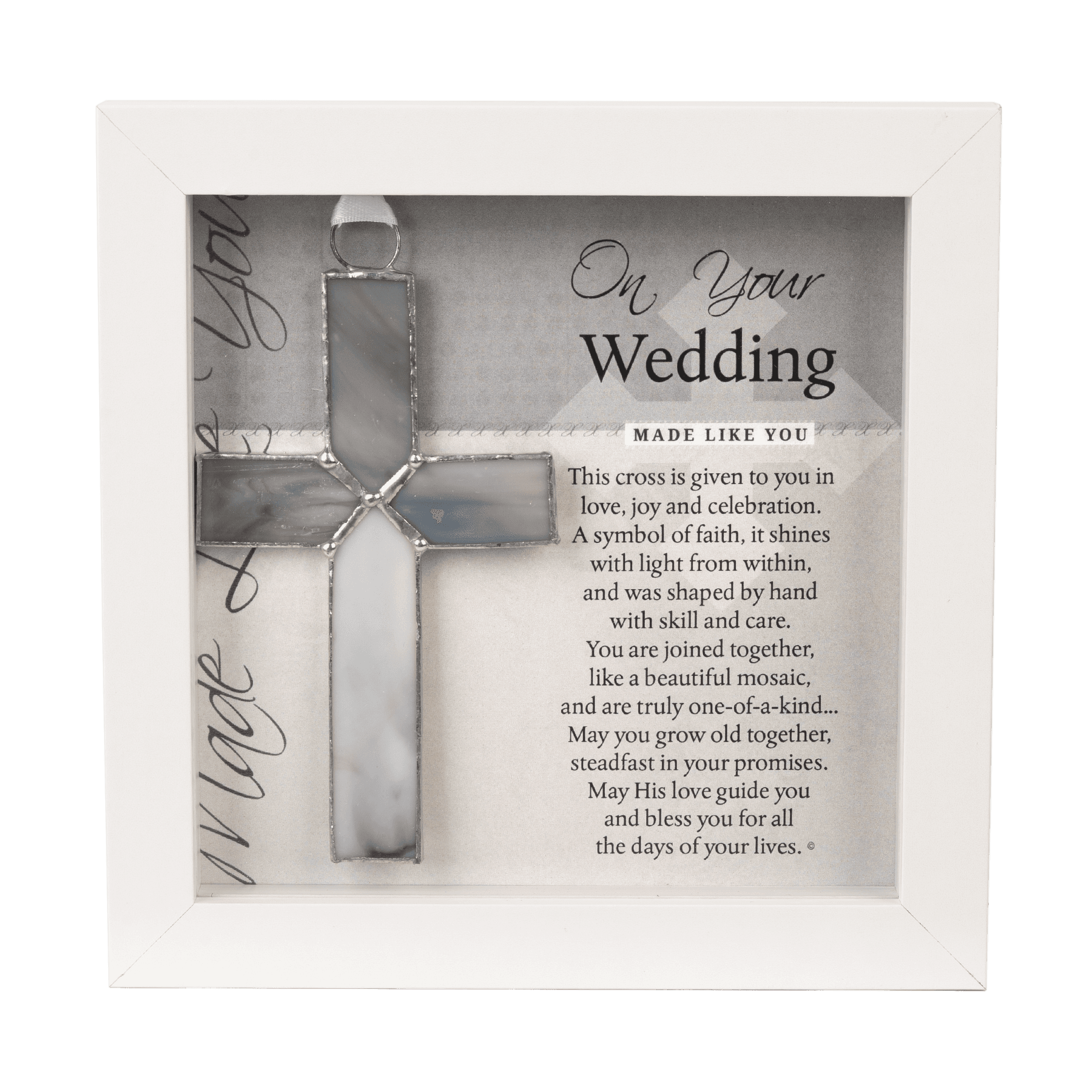 Wedding Day Gift: Framed Gray Glass Cross 4493SGFR